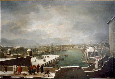 Vista del puerto de Génova cubierto de nieve de Giuseppe Bacigalupo
