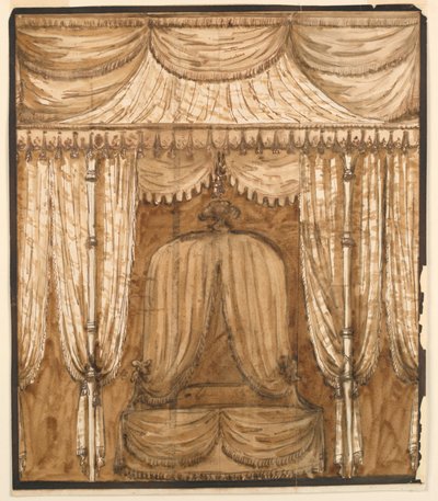 Dibujo, Alzado de una alcoba de cama, ca. 1790 de Giuseppe Barberi