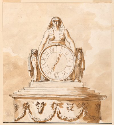 Proyecto para una sugerencia ligeramente variada para la parte superior del pedestal y la figura con el dial en 1938-88-2109 de Giuseppe Barberi