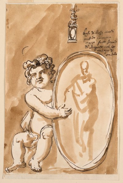 Putto Sentado con Medallón de Giuseppe Barberi