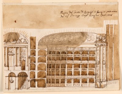 Sección de un teatro en Perugia de Giuseppe Barberi