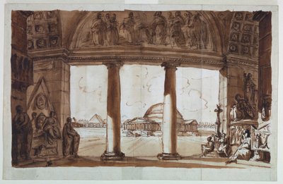 Capilla sepulcral vista a través de una columnata de Giuseppe Barberi