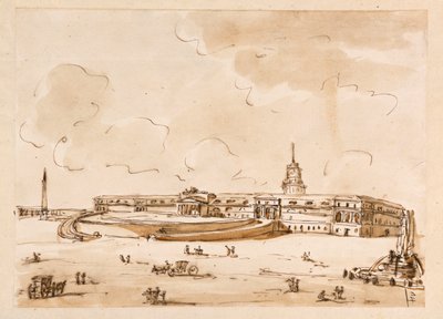 Plaza con un palacio de Giuseppe Barberi