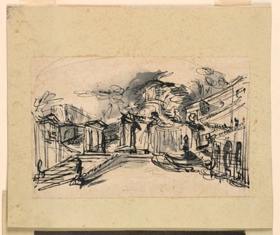 Diseño de escenario: arquitectura del palacio de Giuseppe Barberi