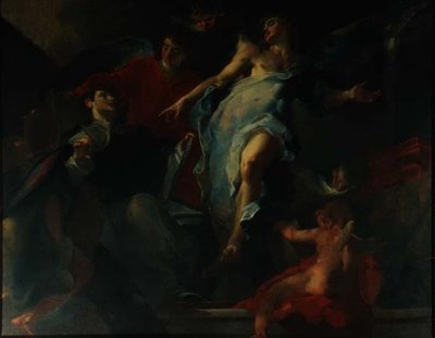 San Tomás rodeado de ángeles de Giuseppe Bazzani