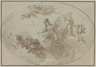 Estudio de techo: Alegoría de la paz y la guerra, c. 1800 de Giuseppe Bernardino Bison