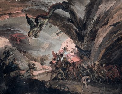 Plutón y un arlequín en el infierno de Giuseppe Bernardino Bison