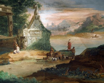Pastores en paisaje imaginario de Giuseppe Bernardino Bison