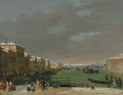 Venecia con nieve y máscaras de Giuseppe Bernardino Bison