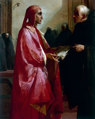 Encuentro entre Dante y Fra Ilario de Giuseppe Bertini
