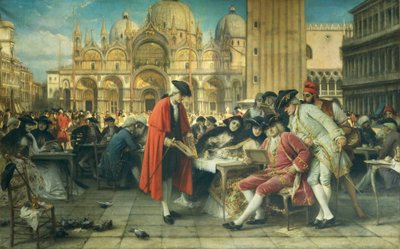 El pintor Francesco Guardi, rival de Canaletto, vendiendo sus cuadros de Giuseppe Bertini