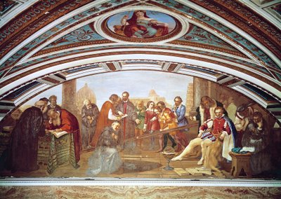 Galileo Galilei (1564-1642) demostrando la ley de la gravedad en presencia de Giovanni De