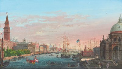Vista del Gran Canal, Venecia, con el Palazzo Ducale y la Salute de Giuseppe Borsato