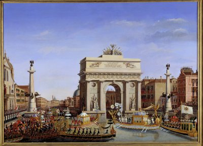 Visita de Napoleón I a Venecia del 28 de noviembre al 8 de diciembre de 1807: entrada del Emperador en góndola en el Gran Canal de Giuseppe Borsato