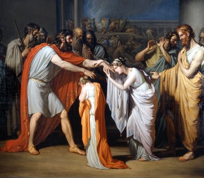 Edipo ciego se encuentra con sus hijas. Pintura de Giuseppe Bossi (1777-1815), Villa Comunale di Trezzo Sull