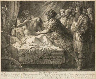 Alegoría de la pintura La muerte de Leonardo da Vinci, c. 1790 de Giuseppe Cades