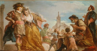 El encuentro de Gautier, Conde de Amberes, y su hija, Violante, c. 1787 de Giuseppe Cades