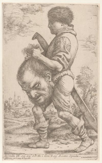 David llevando la cabeza de Goliat, que sostiene por el cabello de Giuseppe Caletti