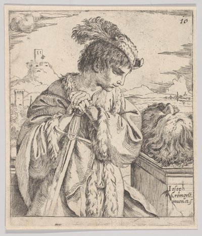 David mirando la cabeza de Goliat, 1620-30 de Giuseppe Caletti
