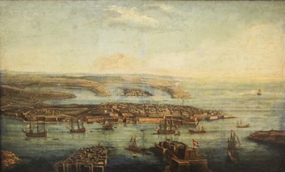 Una vista del Gran Puerto, Marsamxett y La Valeta de Giuseppe Caloriti