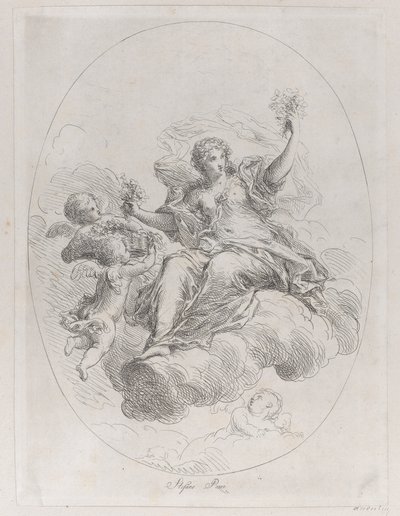 Figura alegórica en una nube con putti, después de Stefano Pozzi de Giuseppe Canale