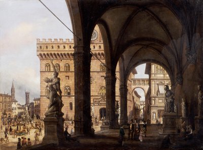 Florencia, Piazza della Signoria (Plaza de la Señoría), de Giuseppe Cannella (1788-1847) de Giuseppe Canella