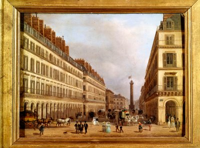 La rue Castiglione en París en 1829 (pintura) de Giuseppe Canella