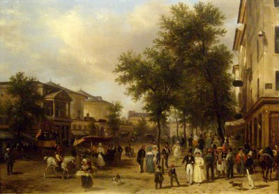 Vista del Boulevard Montmartre, París [mostrando el Théâtre des Variétés y el Passage des Panoramas]. de Giuseppe Canella