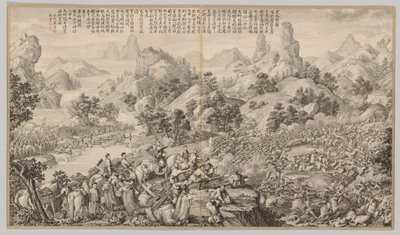 Breaking Through the Siege at Hesui: from Battle Scenes of the Quelling of Rebellions in the Western Regions, with imperial Poems de Giuseppe Castiglione