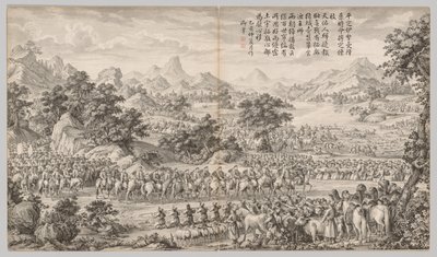 Recibiendo la rendición de los Eli, c. 1765-1774, poema fechado en 1760 de Giuseppe Castiglione