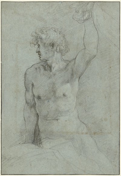 Estudio de desnudo de un joven sentado de Giuseppe Cesari