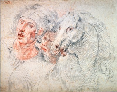 Estudio de un caballo y dos soldados, principios del siglo XVII de Giuseppe Cesari