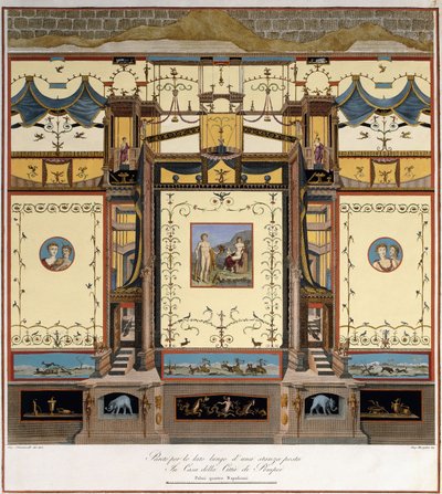 Un largo muro en una habitación de una casa de Pompeya de Giuseppe Chiantarelli
