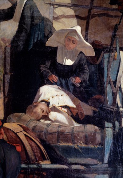 Campamento militar italiano durante la Batalla de Magenta el 4 de junio de 1859 durante la campaña italiana que llevó a una victoria franco-sarda liderada por Napoleón III contra los austriacos - (detalle) de Giuseppe Fattori