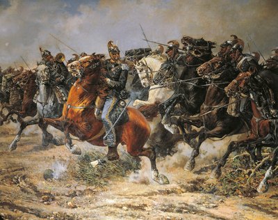 Tercera Guerra de Independencia, Carga de la Caballería de Génova en Custoza, 24 de junio de 1866, pintado por Giuseppe Gabani de Giuseppe Gabani