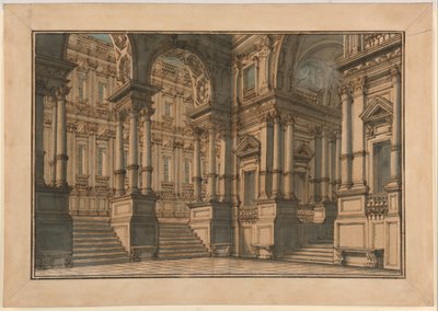 Diseño de escenario: Interior del palacio de Giuseppe Galli Bibiena