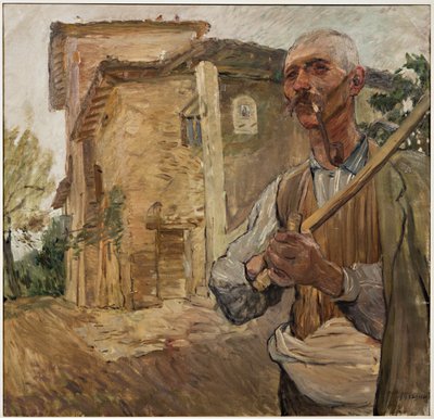 Uomo con la pipa (oil on canvas) de Giuseppe Graziosi
