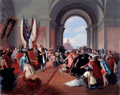 Andrea Doria rechazando la corona de Génova, por Giuseppe Isola (1808-1893), c. 1868 de Giuseppe Isola