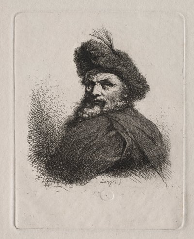 Busto de un hombre con gorro de piel de Giuseppe Longhi