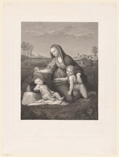 María con el Niño y el joven Juan Bautista en un paisaje madonna del velo de Giuseppe Longhi