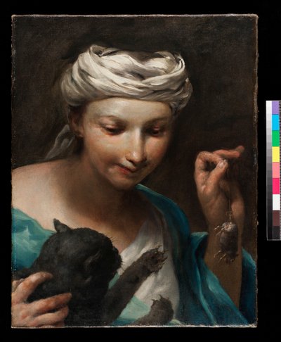 Niña con un gato, antes de 1747 de Giuseppe Maria Crespi