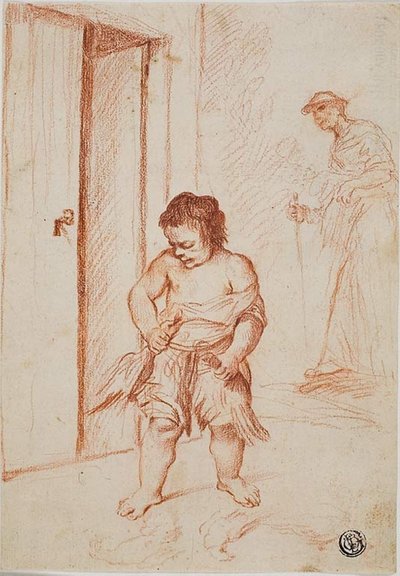 Estudio de dos figuras (recto); copia fragmentaria (verso) de Giuseppe Maria Crespi