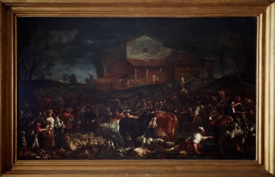 La feria en Poggio a Caiano en Toscana, Italia de Giuseppe Maria Crespi