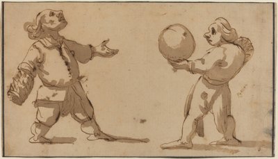 Una caricatura con jugadores de pelota de Giuseppe Maria Mitelli