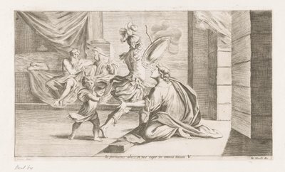 Eneas parte voor de strijd Si estás a punto de perecer, irás y nos arrebatarás en todas las cosas (título sobre el objeto) Omzwervingen van Aeneas (título de la serie) Pintura de L