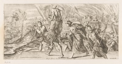 Eneas vlucht conoció a zijn familie uit Troje Rescatando a Eneas de los hombros del padre enemigo (título sobre el objeto) Omzwervingen van Aeneas (título de la serie) Pintura de L