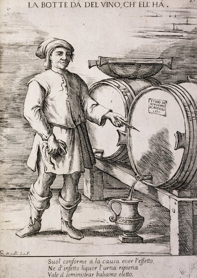 Barril dando vino que contiene, Proverbio de Giuseppe Maria Mitelli