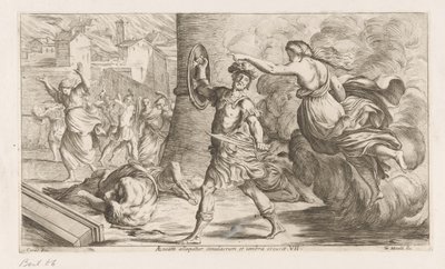Geest van Creüsa verhitt aan Eneas Eneas es abordado por la imagen y la sombra del hueco (título sobre el objeto) Omzwervingen van Aeneas (título de la serie) Pintura de L