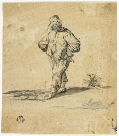 Campesino de pie con los brazos en alto de Giuseppe Maria Mitelli