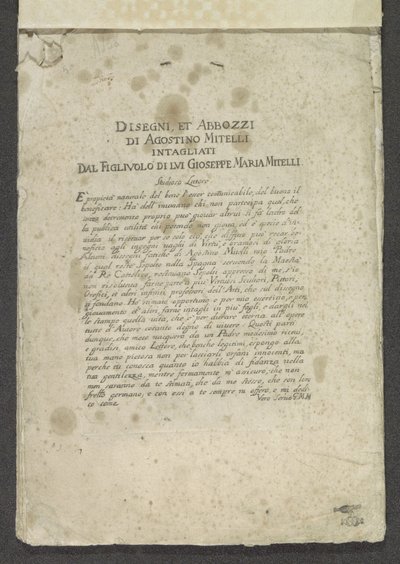 Titelprent met voorwoord en opdracht
Ornamenten (título de la serie)
Disegni, et Abbozzi di Agostino Mitelli Intagliati Dal Figluolo di Lui Gioseppe Maria Mitelli (título de la serie en el objeto) de Giuseppe Maria Mitelli